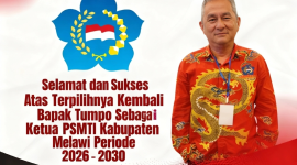 Tumpo yang terpilih kembali secara aklamasi sebagai Ketua PSMTI Kabupaten Melawi. (Dedi Irawan)